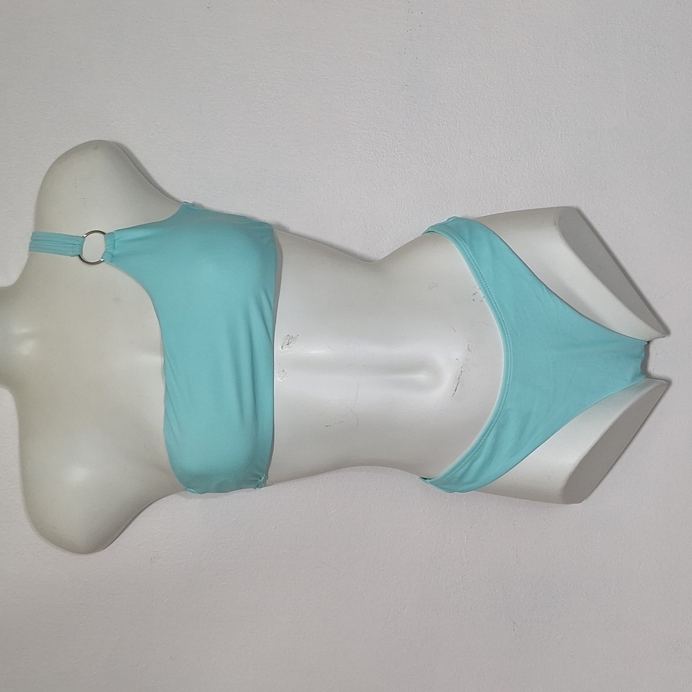 Shein Swim Bikini Set Aqua Mint Green One Shoulder